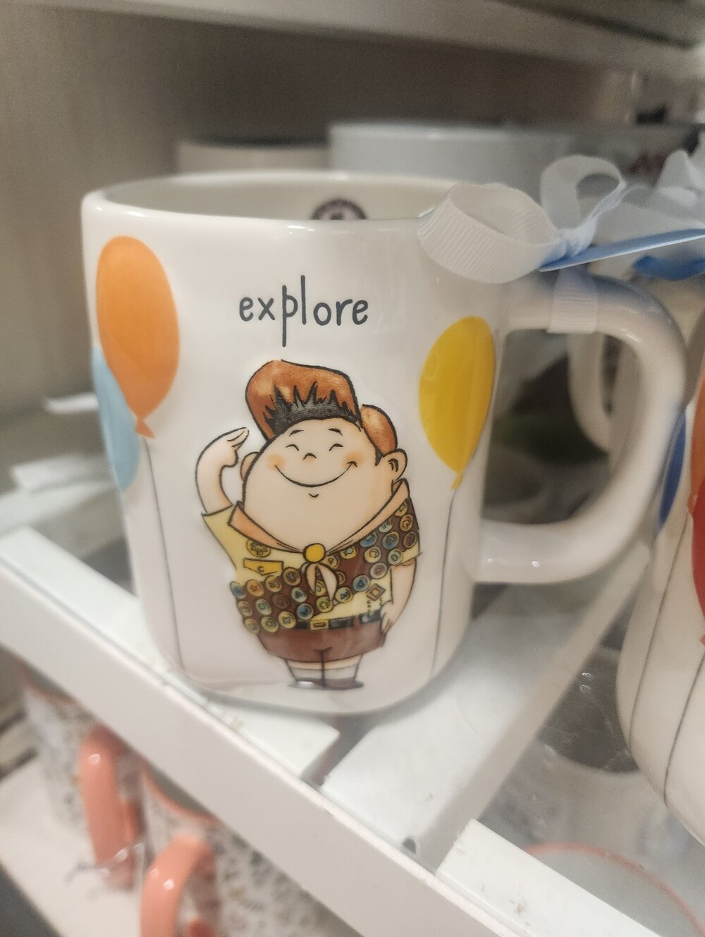 Rae Dunn Disney Pixar Wilderness Explorers Mug - White with Colorful Balloons